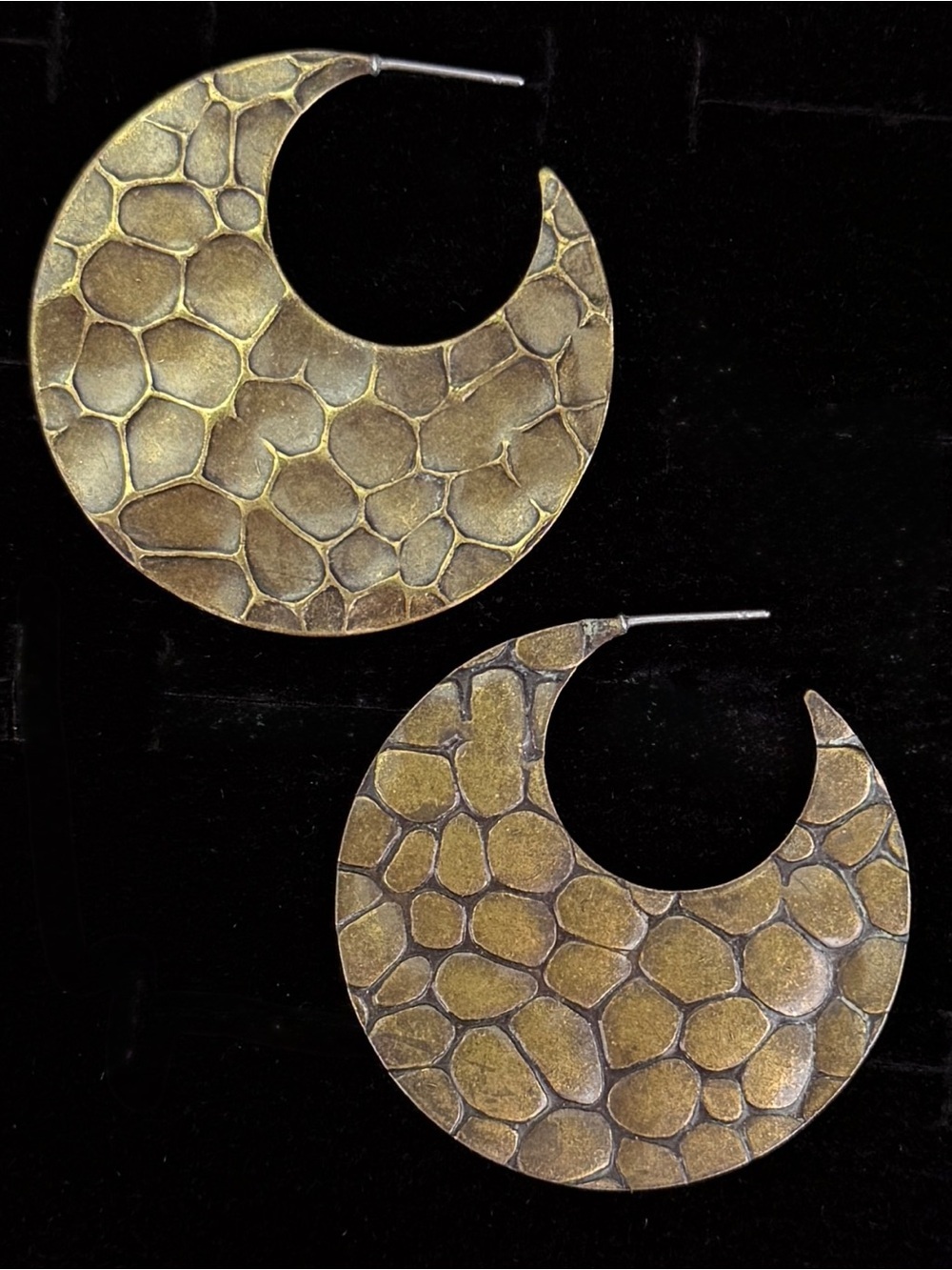 Beautiful, vintage weighted, thin hoop, Bohemian, chic costume, pierced earrings